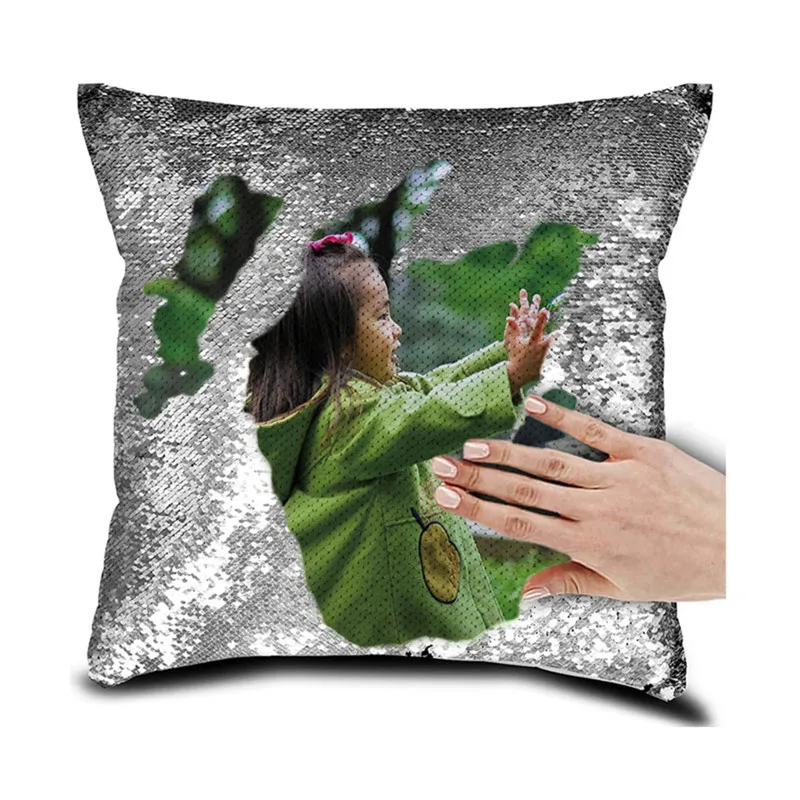 

Fuwatacchi Custom Cushion Cover DIY Customized Mermaid Sequin Throw Pillow Home Decor Changing Reversible Pillowcase Cushion