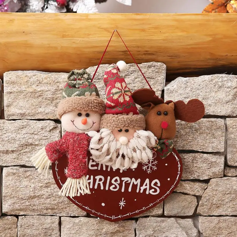Бургундия Christmas Decor Doll Gift Home Children Kids Santa Snowman Wooden Hanging drop shipping B2 30 - Цвет: Бургундия