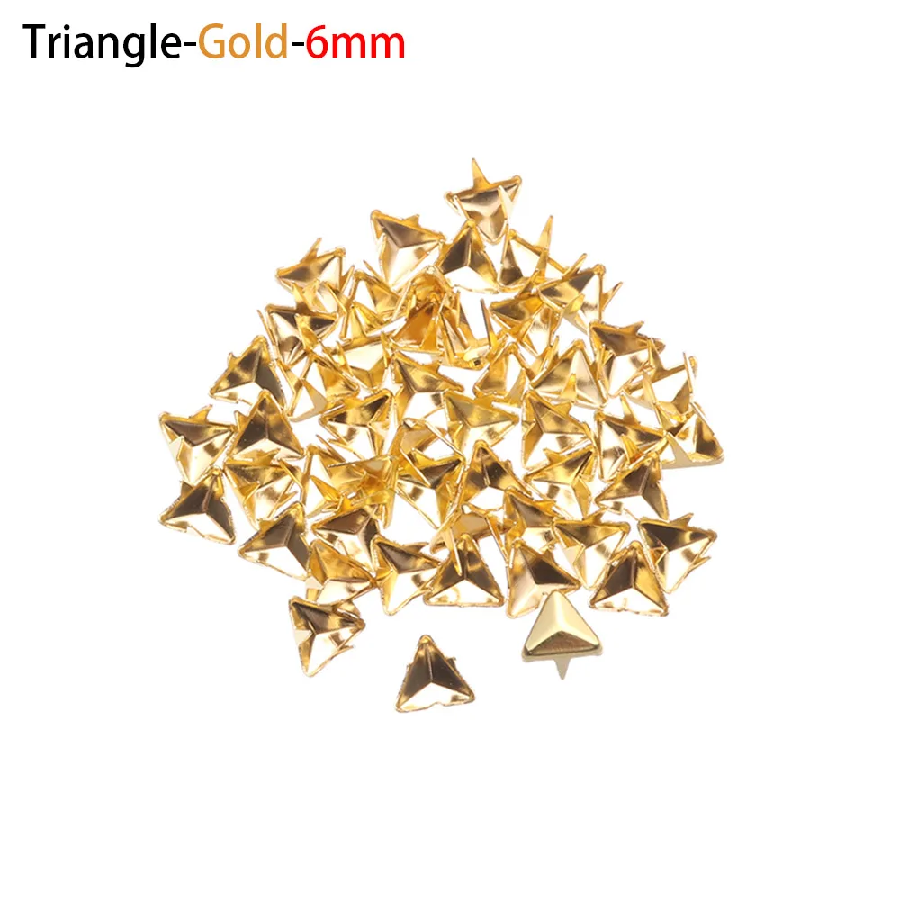 Triangle-gold-6mm 50 шт. супер мини-металлические пряжки для кукольной одежды 5/6 мм ультра-маленькие звезды/сумки в форме сердца Пряжка DIY кукольные пуговицы аксессуары для кукол - Цвет: Triangle-gold-6mm
