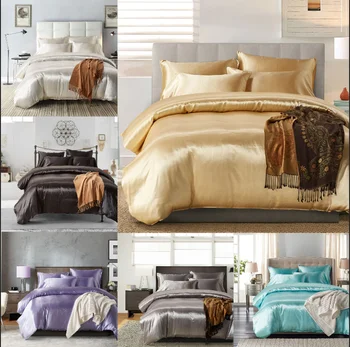 

Luxury Pure Satin Silk Bedding Set Adult Luxury Duvet Covers With Pillowcase Size Single Double Queen King Bed Sheet Bedclothes