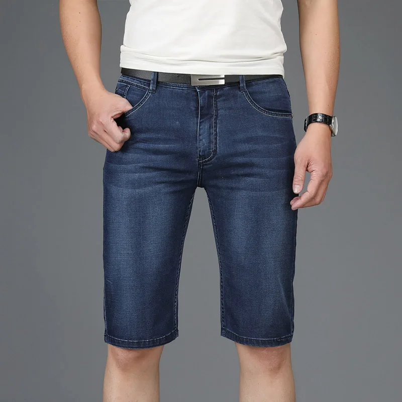 

Brand MEN'S Wear Summer Thin Section Denim Shorts Men's Medium Waist Straight-Cut Business Casual Shorts 1721