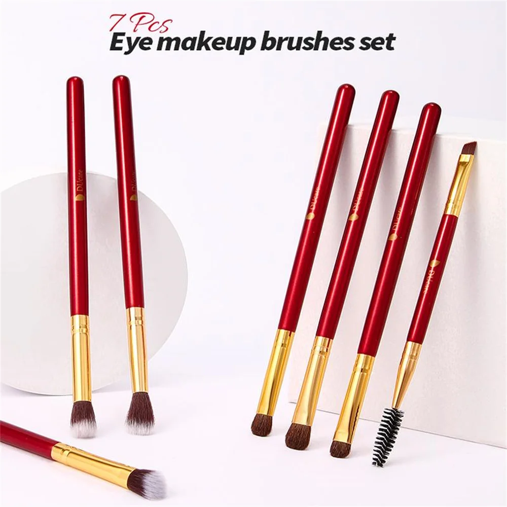 DUcare Makeup Brushes 6-7PCS Red Natural Hair Eyeshadow Blending Eyeliner Makeup Brush Set Shader Eyebrow brochas maquillaje