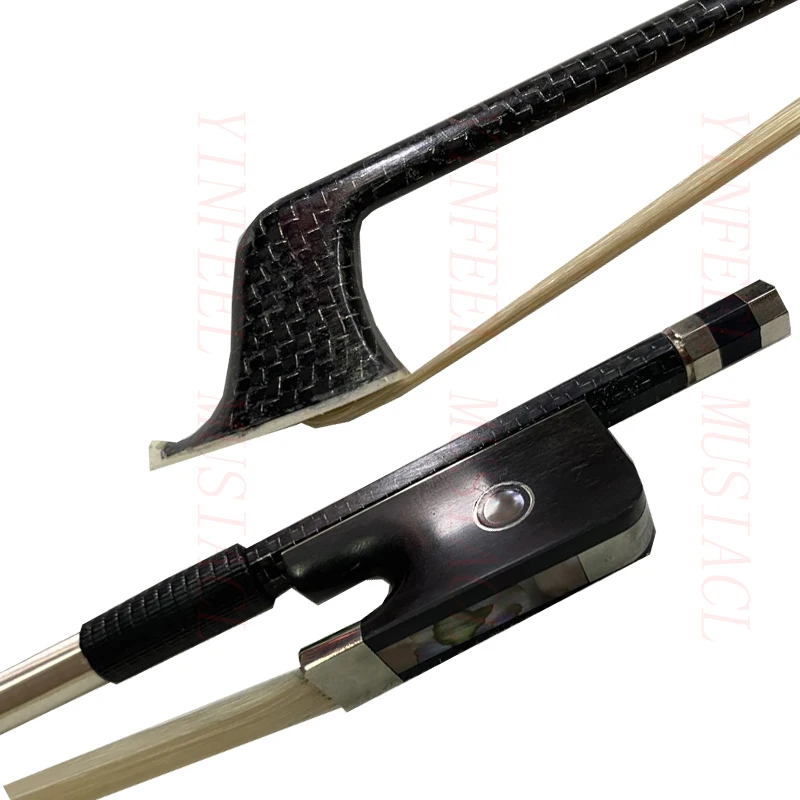 5 Star top level Performance white string weave Carbon Fiber Graphite 4/4 Cello Bow ebony frog