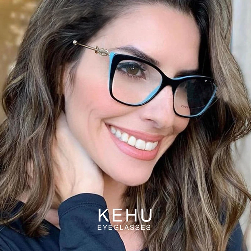 KEHU модные женские очки с котом двойные цветные очки оправа очки без рецепта UV400 прозрачные линзы уличные очки KE59