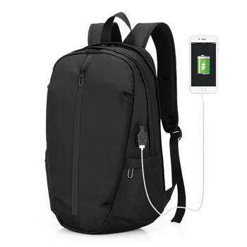 

New Korean Oxford cloth backpack USB charging trend men's backpack students backpack solid color travel 14inch Computer Backpack