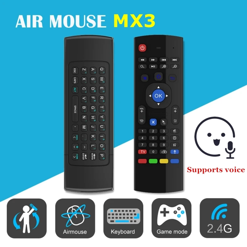 2 4G MX3 Air Mouse умный голосовой пульт дистанционного управления RF беспроводная