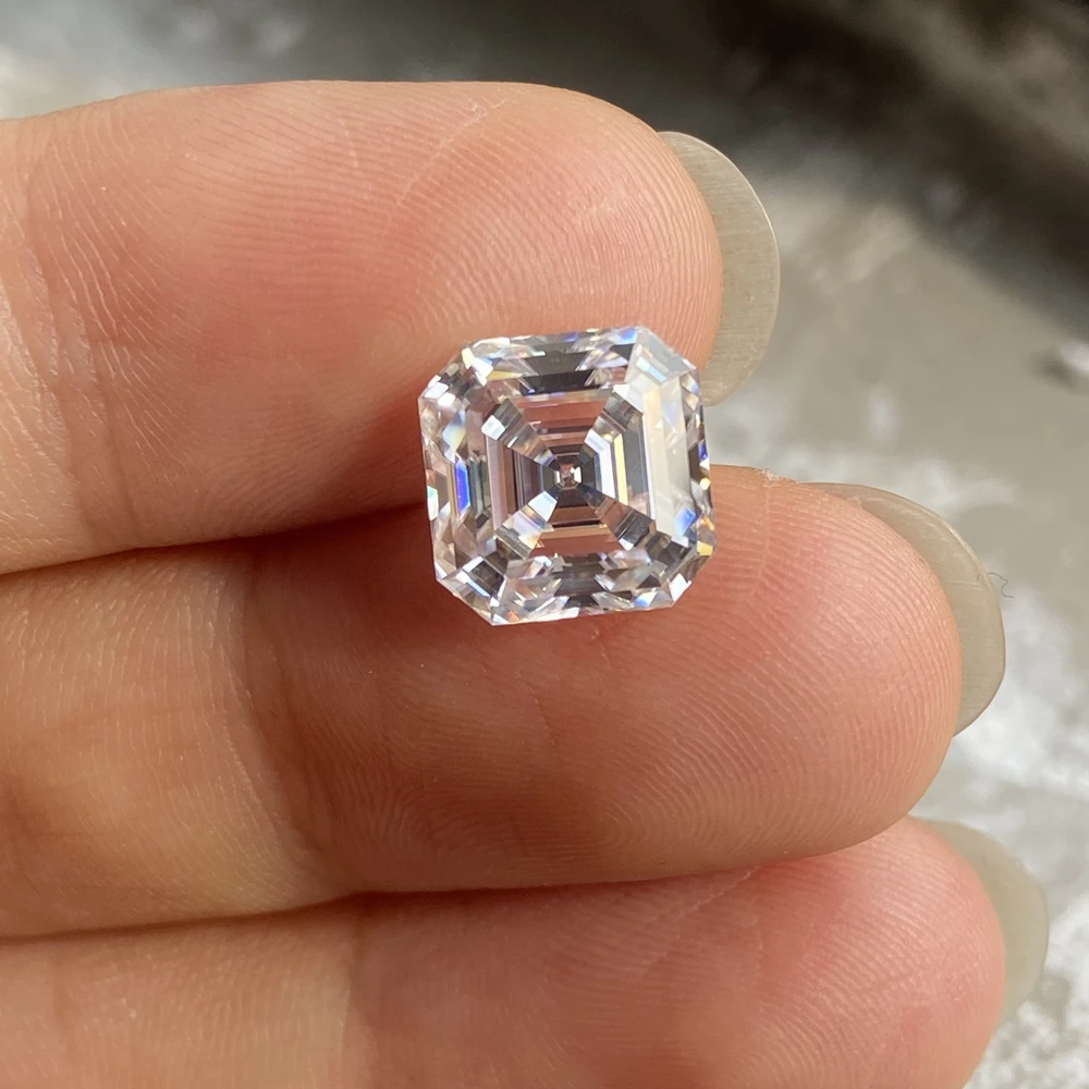 Jewelry Gemstones 8x8mm 2.5cts VVS GH White Moissanite Diamonds Excellent Asscher Cut GRA Stones In Stock