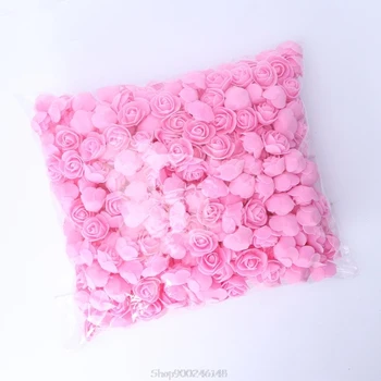 

500pcs Mini PE Foam Artificial Rose Flowers Heads Wreath DIY Candy Box Material Bear Handmade Wedding Home Decoration S19 20