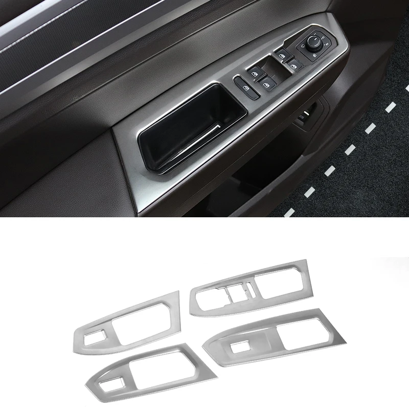 Lsrtw2017 для Volkswagen Atlas Teramont Vw кнопка включения окна автомобиля рамка планки аксессуары интерьера - Название цвета: matt silver