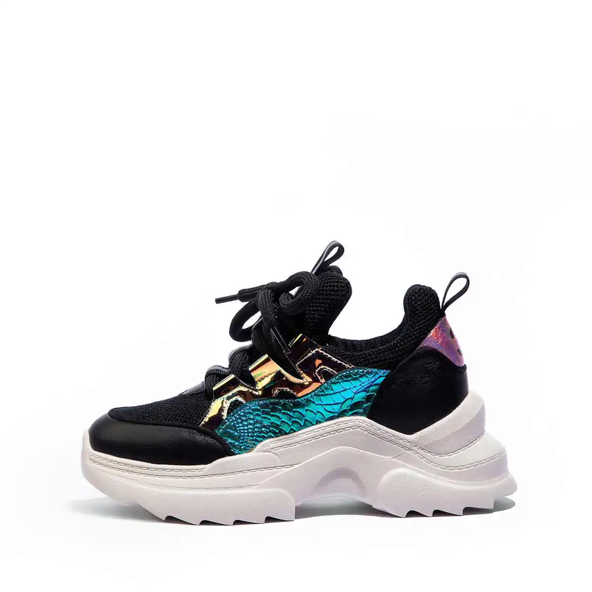 genuine leather round toe thick bottom lace up fashion young white sneaker mixed colors brand vulcanized shoes L06
