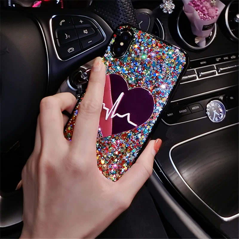 Чехол с шестигранными блестками для iPhone X XR XS Max 7 8 6 6s Plus 11 Pro Max|Бамперы| |