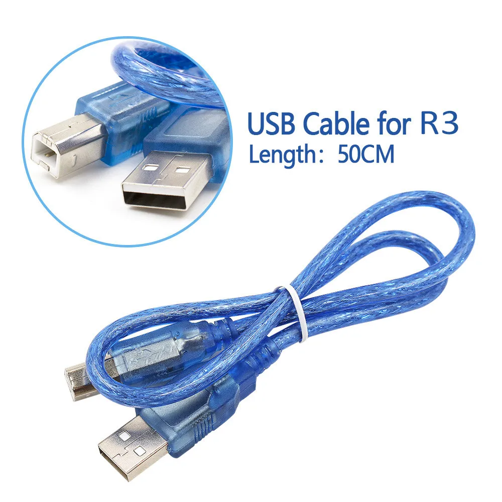 Only USB Cable Для UNO R3 макетная плата ATmega328P CH340 CH340G для Arduino R3 с прямым штыревым разъемом - Цвет: Only USB Cable