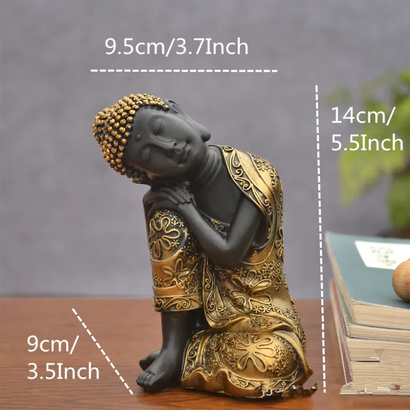 Gold Buddha Right VILEAD 14 см Смола Спящая статуэтки Будды креативное символьное украшение Гостиная входной коврик Ретро резьба ремесла статуя - Цвет: Gold Buddha Right
