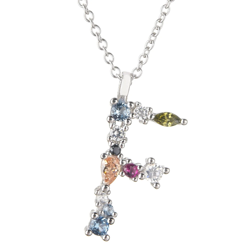 Silver F Altruist 925 пробы серебро I Am Initial P G Подвеска мини тонкое Ожерелье Длинная цепочка Регулируемая позолота кристалл S K ювелирные изделия - Окраска металла: Silver F