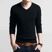 Свитер мужской Зима Осень корейский Тонкий МОЛОДЕЖНЫЙ мужской однотонный v-образный вырез Повседневный длинный рукав вязаный джемпер уличная одежда