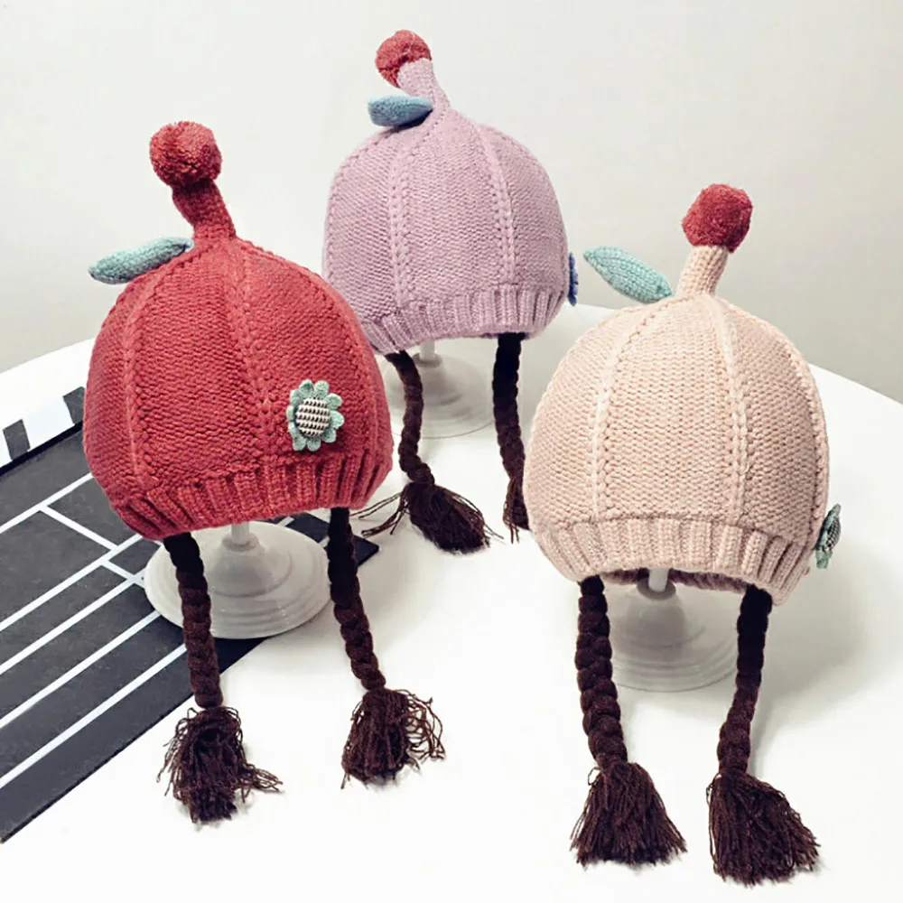 Детская зимняя Лыжная шапочка шапка бини шапка-собачка כknit Knit вязаная шапка аппликация наушники Толстая теплая шапка Милая оплетка Baotou шляпа# H