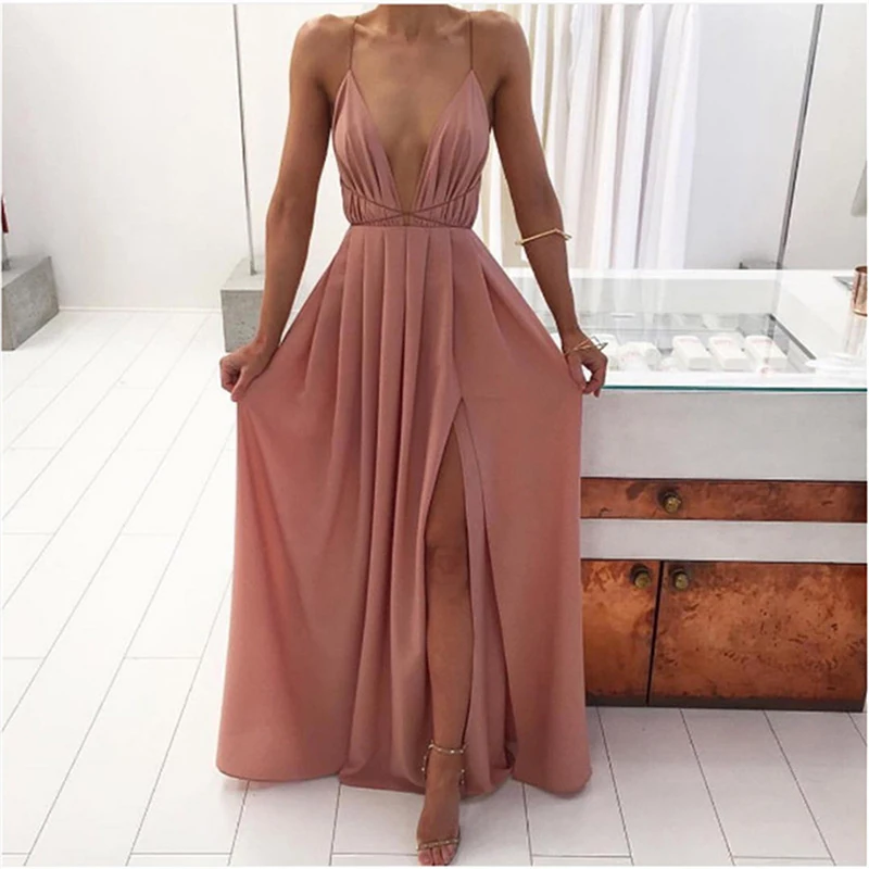 Сексуальное длинное женское платье без рукавов с открытой спиной Boho подружки