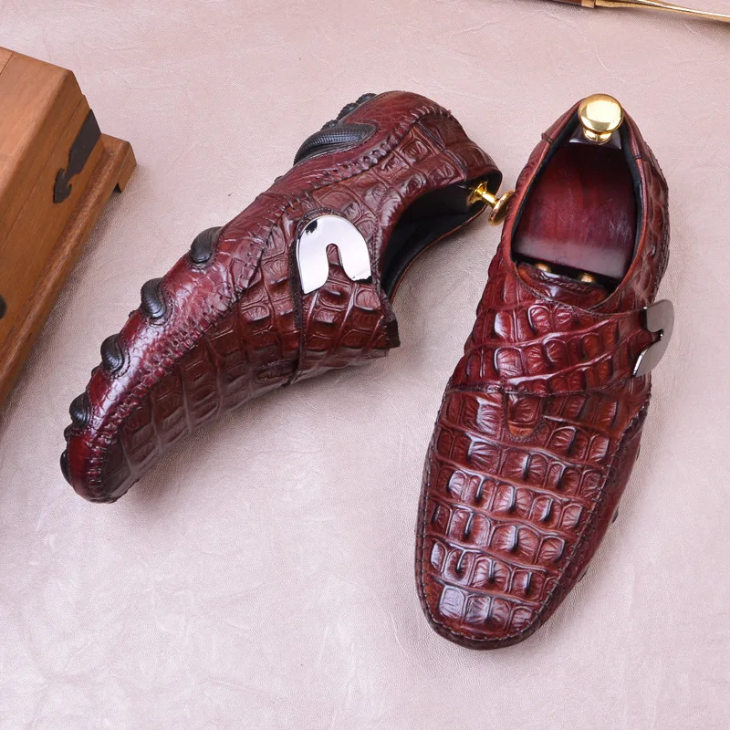 

Moccosins Genuine Leather Autumn Cowhide Crocodile Pattern Octopus Casual Breathable MEN'S Leather Shoes Brand Moccosins