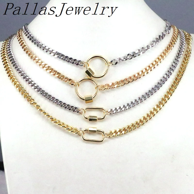 

10Pcs, Gold/Silver Color Cuban necklace 6MM link chain star round oval clasp necklace fashion jewelry accessories