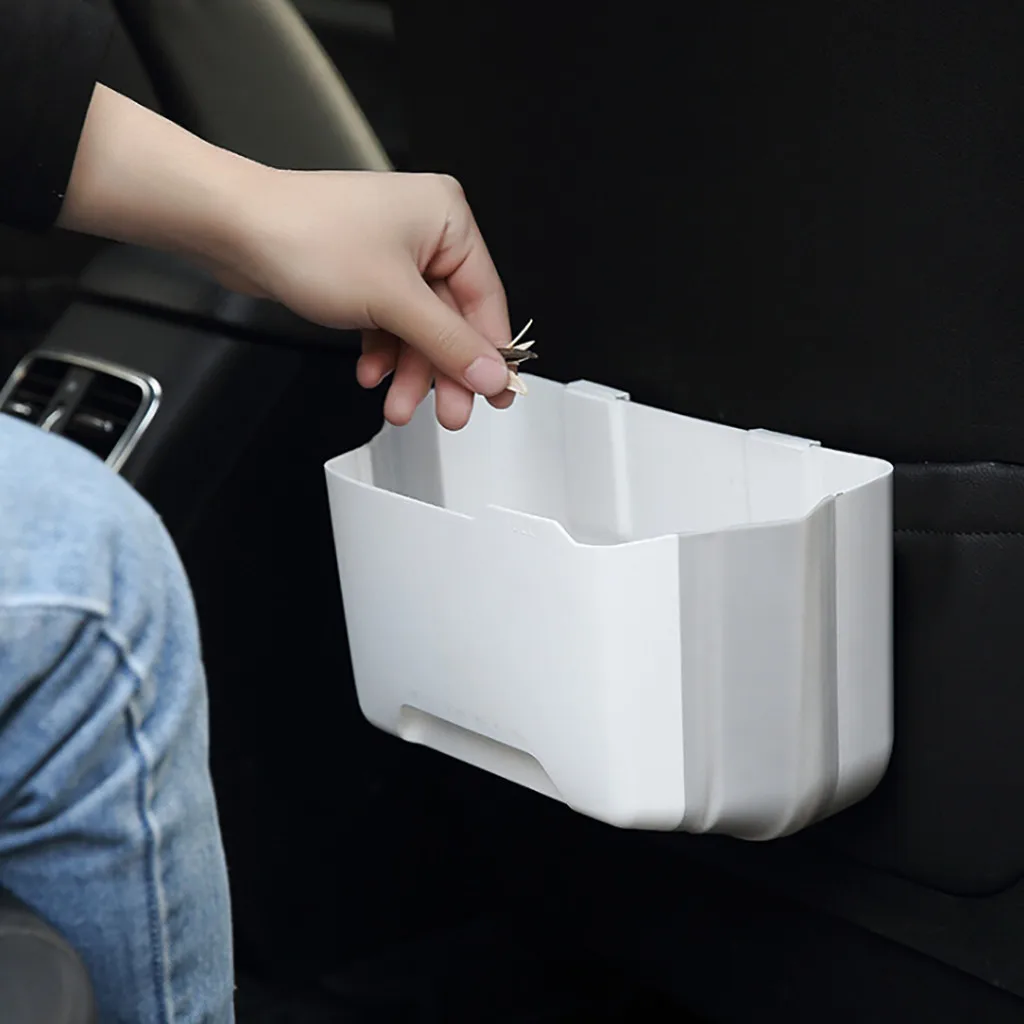 Kitchen Cabinet Door Hanging Trash Bin Nail-free Wall Mounted Folding Waste Bin Rubbish Container Home Bathroom Storage Boxes