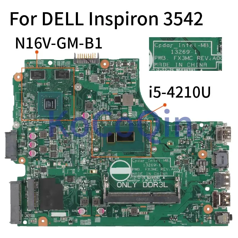 Материнская плата для ноутбука DELL Inspiron 15 3442 3542 I5-4210U материнская CN-066KRV 066KRV 13269-1 SR1EF