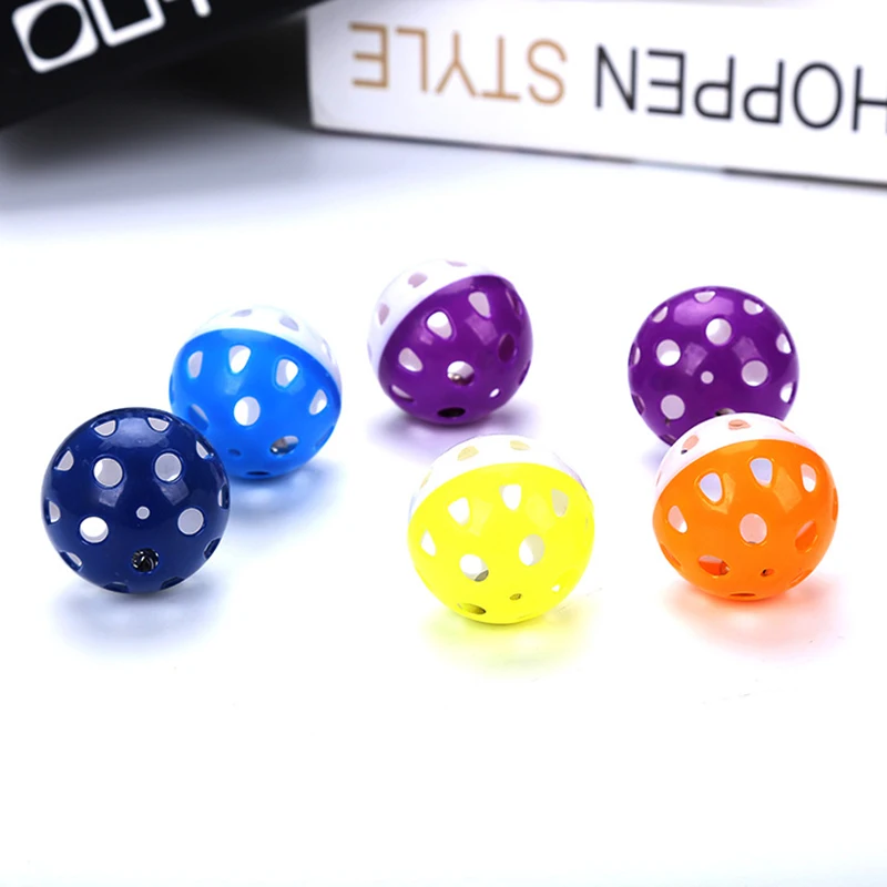Colourful 5Pcs/Set 4.3cm Plastic Pet Cat Kitten Play Balls With Jingle Bell Pounce Chase Rattle Toy For Dog Cat pet