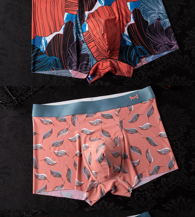MiiOW Summer Anti Bacterial Ice Silk Seamless Printing Seamless Underwear Men's Underwear Boxer Shorts boxers