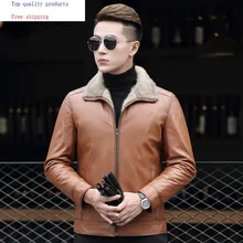 Мужская куртка из натуральной кожи с натуральным мехом норки, зимняя куртка из овчины, мужские куртки из норки, Cuero Genuino AD-ZD70903, YY321