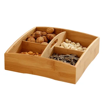 

CSS Wood Food Storage Box Snack Dish Portable Candy Nut Container Tray Decoration Grains Plate Party Snack Candy Serving Bowl