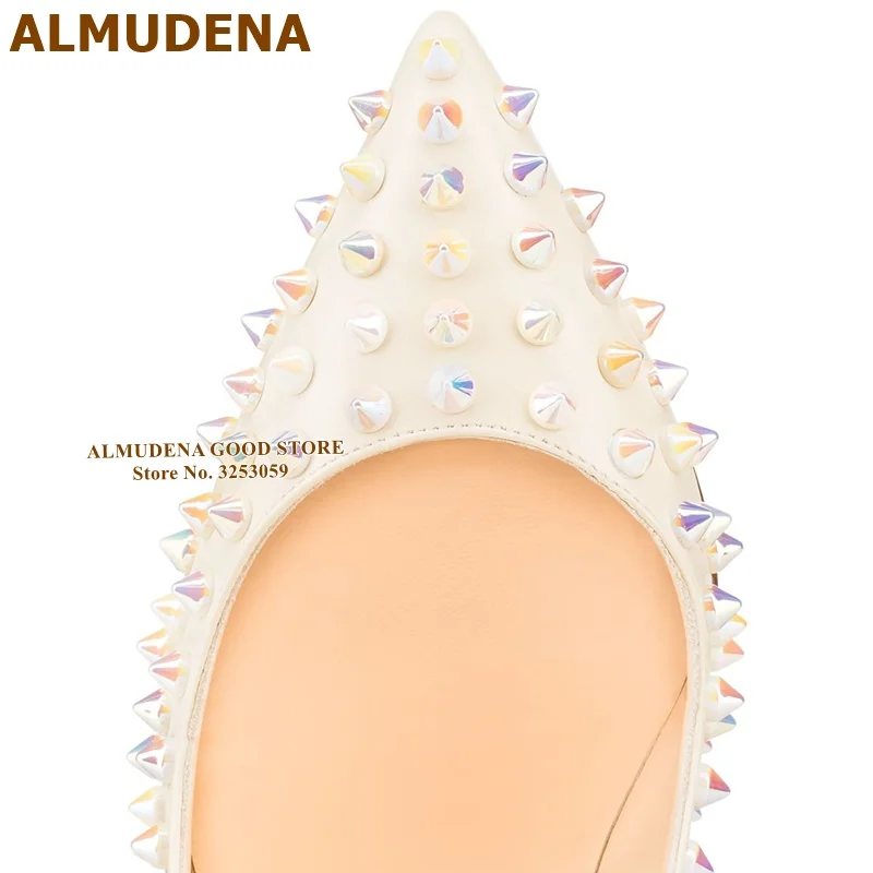 粉色漆皮水晶彩色全柳钉尖头单鞋 (6)-泰灵佳165