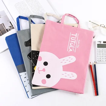 

1 Pcs Creative Portable Cartoon Cute Rabbit Bear Series Canvas Zipper Document Bag Student School Office Stationery Supplies