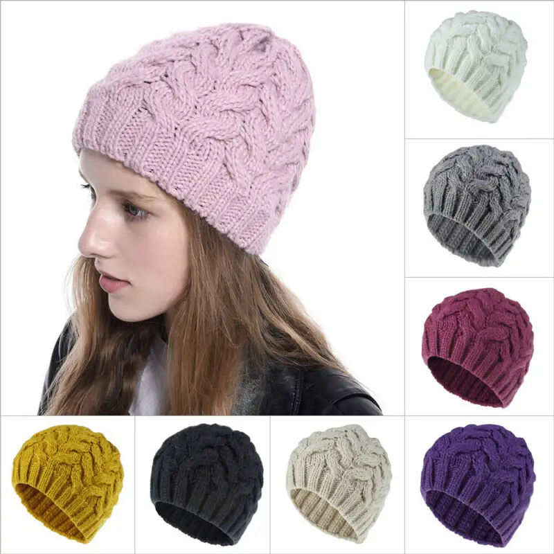 Мужские Женские однотонные зимние трикотажные изделия уличные мягкие теплые вязаные крючком эластичные шапки унисекс повседневные осенние вязаные шапки шапка аксессуары для волос