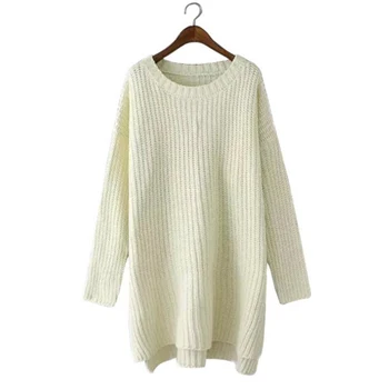 

O-neck Women Autumn Winter Long Sweater Knitted 7 Colors Available Female Solid Sweaters