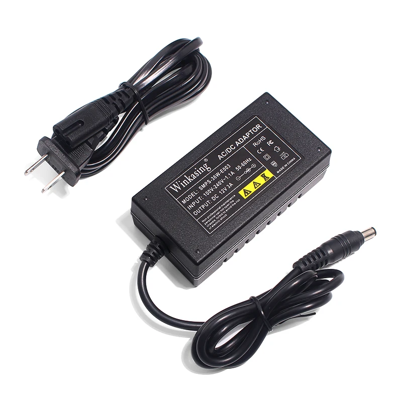 Адаптер питания DC12V 3A, AC100-240V, США/ЕС/Великобритания/Австралия, бесплатный конвертер, источник питания для безопасности, 5,5 мм x 2,5 мм для камер... Адаптер питания DC12V 3A, AC100-240V, США/ЕС/Великобритания/Австралия, бесплатный конвертер, источник питания для безопасности, 5,5 мм x 2,5 мм для камер...