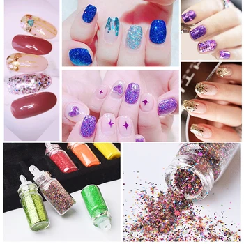 

1 box/48 bottles Nail Glitter Sequin Mixed Mirror Hexagon DIY Flake Paillette Nail Art Decorations Sexy Women Nail Powder Set
