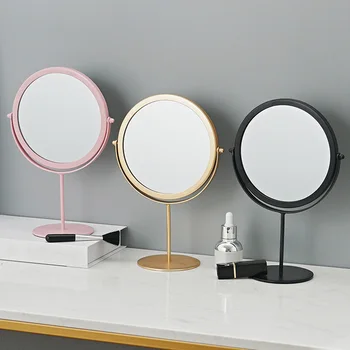 

Standing Portable Metal Makeup Mirror Round Shape Desktop Vanity Mirror