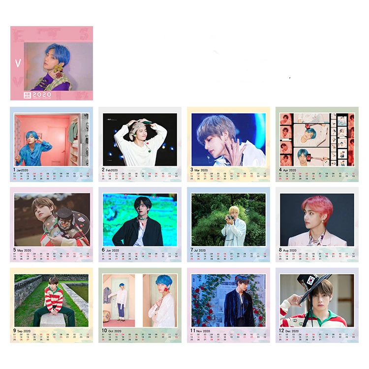 Kpop календарь Bangtan декор стола для мальчиков карта душа Persona картина украшение стола календарь - Цвет: V