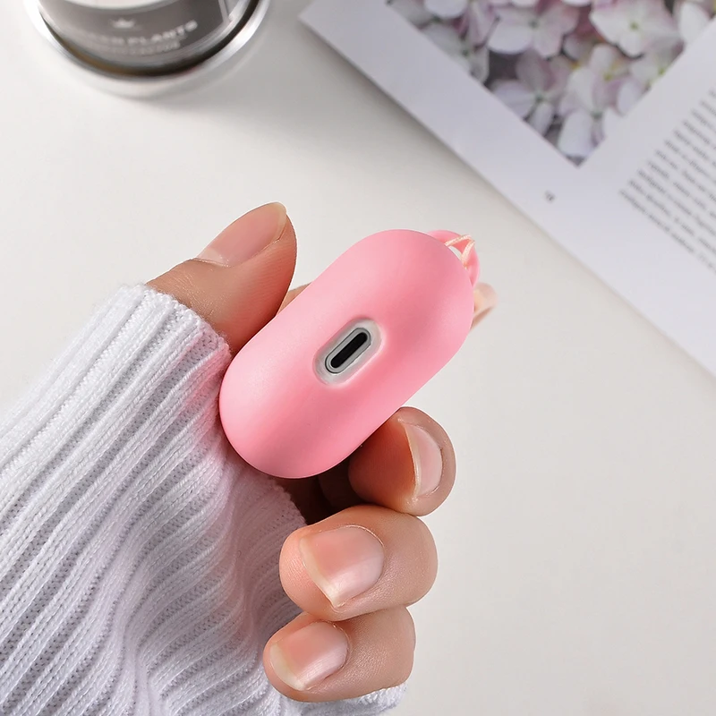 Милый чехол для Apple airpods чехол розовый мультфильм bluetooth наушники чехол для Airpods 1 2 Зарядка сумки наушники мягкий чехол крючки