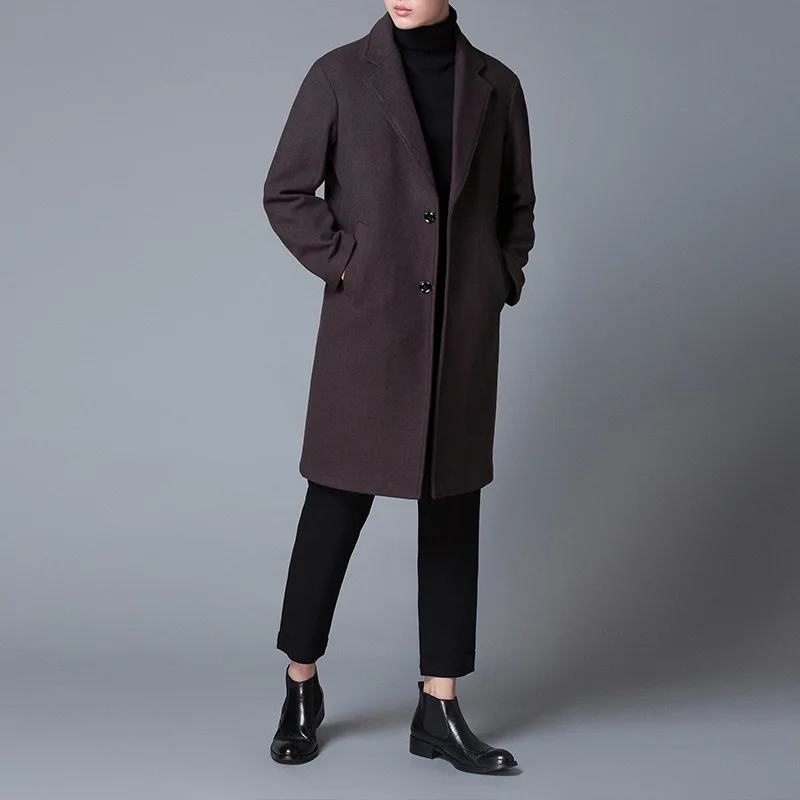 Английская шерсть Длинные куртки мужские теплые тонкие смеси мужские пальто длинные однотонные однобортные зимние пальто для мужчин YT50209