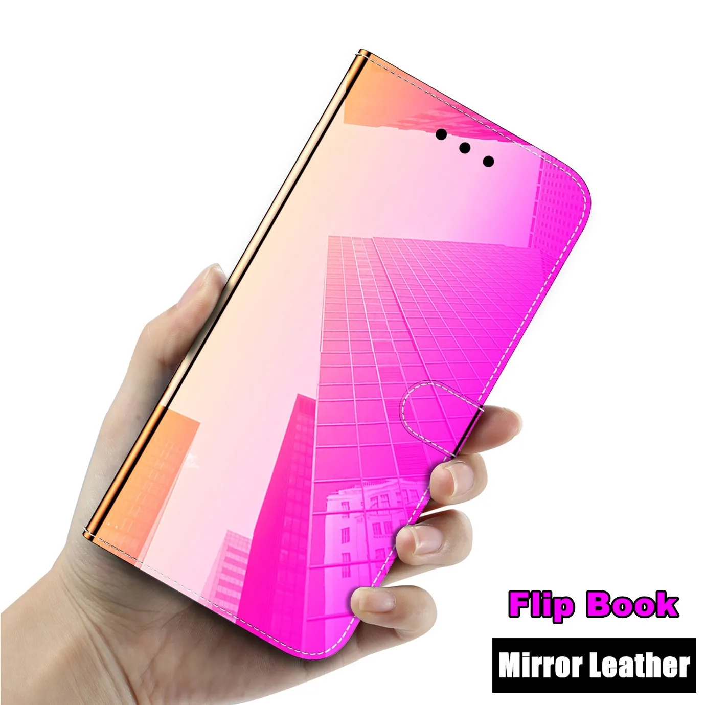 

Mirror Leather Case For Huawei Y6 Prime Y6S Y5 2019 Gradient Magnetic Leather Flip Book Case Cover on For Huawei Y 6 5 6S 2019