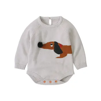 

Autumn Clothes Infant Baby Girls Long Sleeve Knitted Cartoon Print Rompers Kids Boys Clothes Jumpsuit
