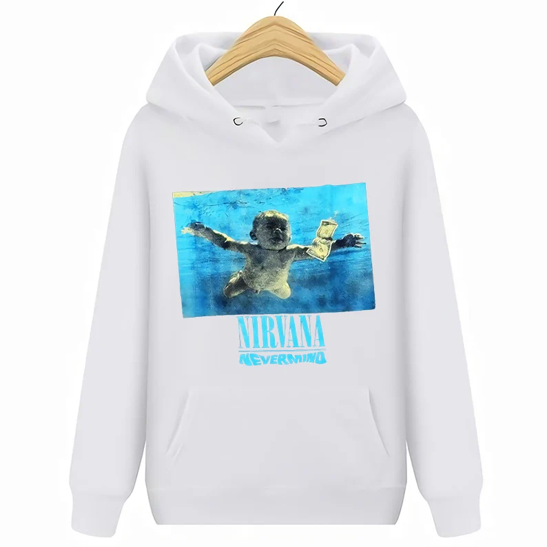 Nirvana Nevermind Новые мужские толстовки свитшоты Grudge Band мужские рубашки Rock - Цвет: Белый