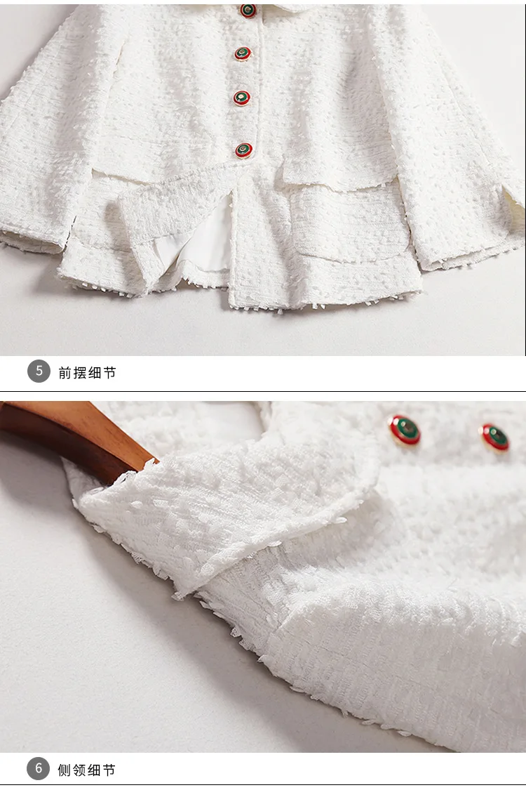Осенняя Готическая твидовая белая короткая куртка Casacas Para Mujer Invierno Осенняя Куртка женская оверсайз Abrigo De Lana Mujer D1119