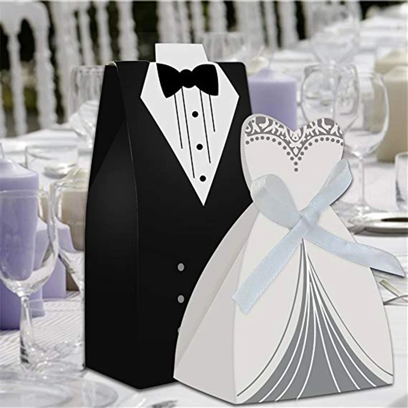 

Dessert Package Storage Ribbon Gift Box Birthday Craft 100pcs Groom and Bride Candy Boxes Packaging Portable Wedding