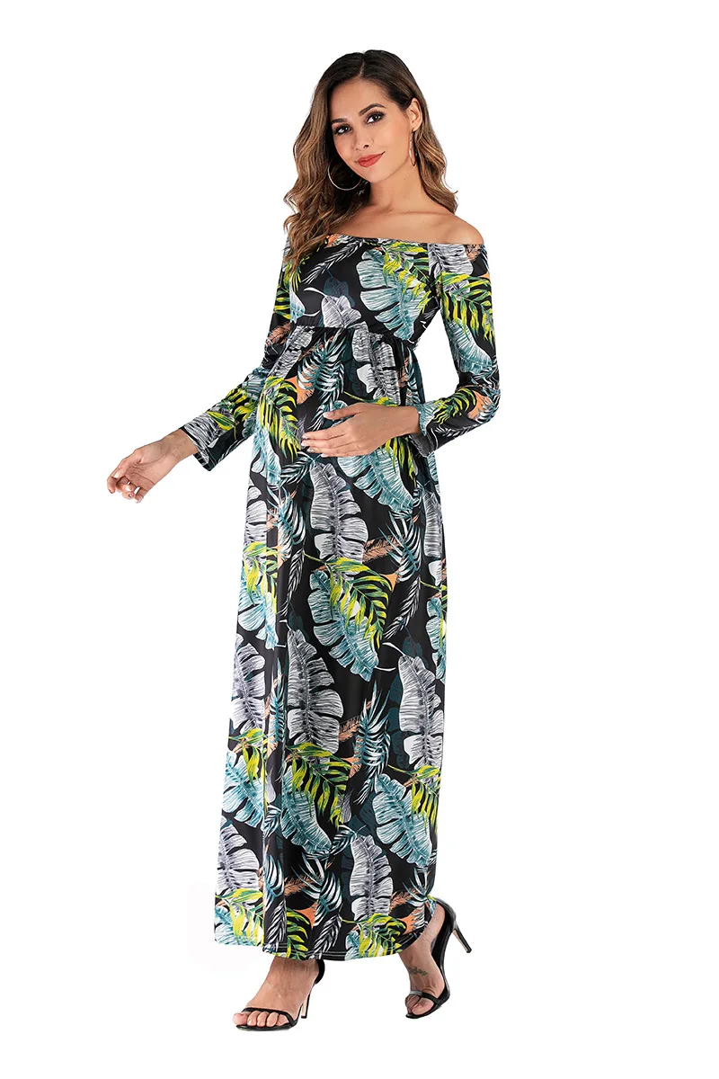 women maternity dress long sleeve shoulderless maternity gown pregancy dress summer beach dress women maxi dress