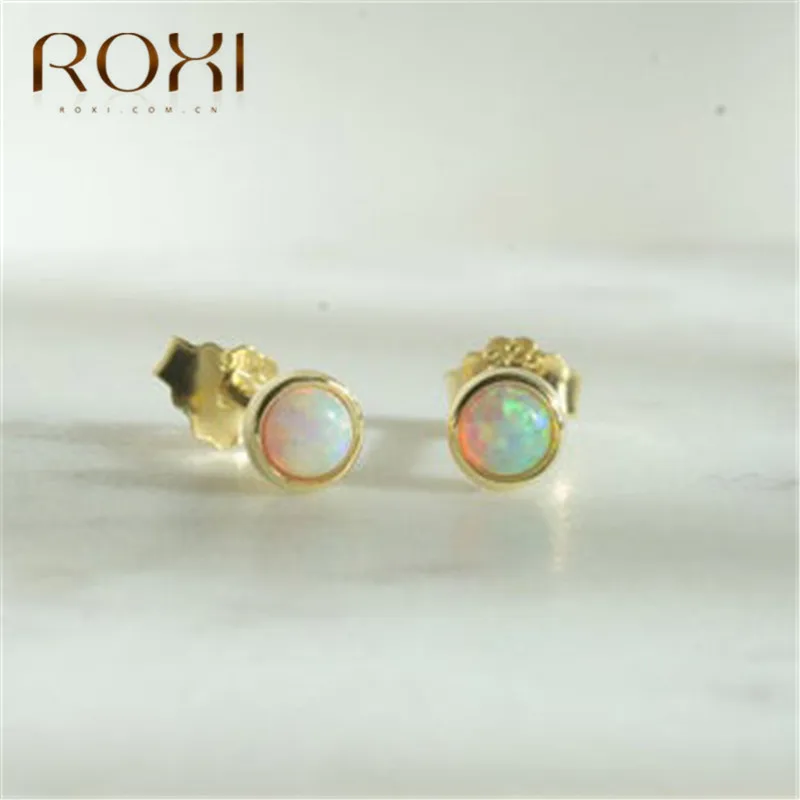 ROXI минималистичные огненные опаловые серьги, корейские серьги-гвоздики для женщин, модные ювелирные изделия, серьга с рождественской тематикой, милые маленькие серьги Oorbellen