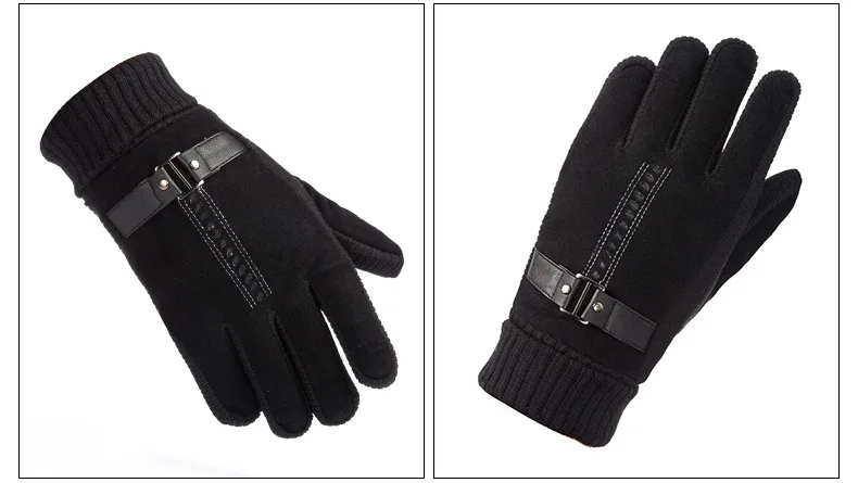 Pig leather gloves ride motorcycles to protect themselves from cold and keep warm gloves thickened and velvet to keep warm