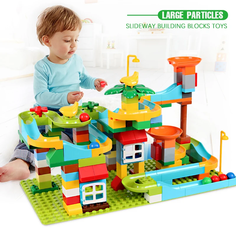 

153PCS Marble Race Run Building Block Compatible LegoINGlys Duploed Funnel Slide Blocks DIY Assemble Bricks Toys for Children