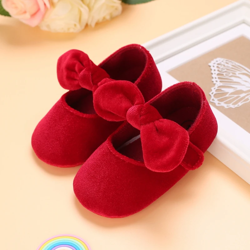 Baby Spring And Autumn Style Lovely Bow Solid Color Soft Sole Princess Shoes 0-18 Months Newborn Baby Casual Walking Shoes