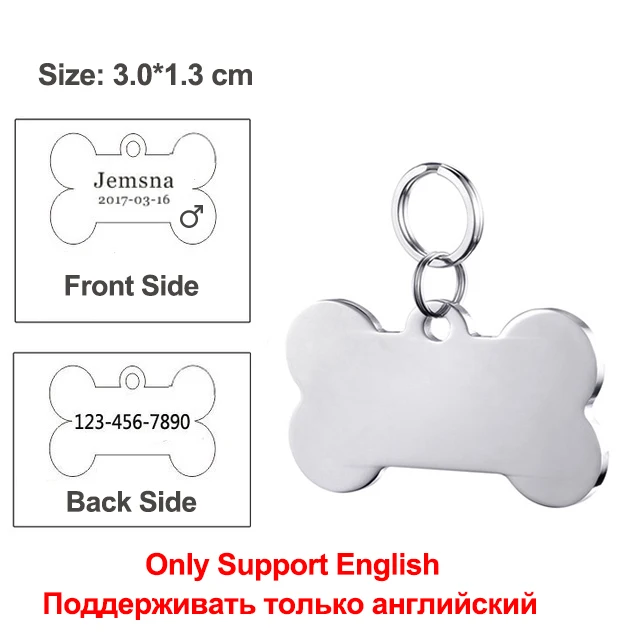 silver bone tag Регулируемый ошейник для кошек с колокольчиком для маленьких собак, щенков, кошек, питомцев, товары для котят, щенков, кошек, домашних животных, ошейники для чихуахуа YS0031 - Цвет: silver bone tag